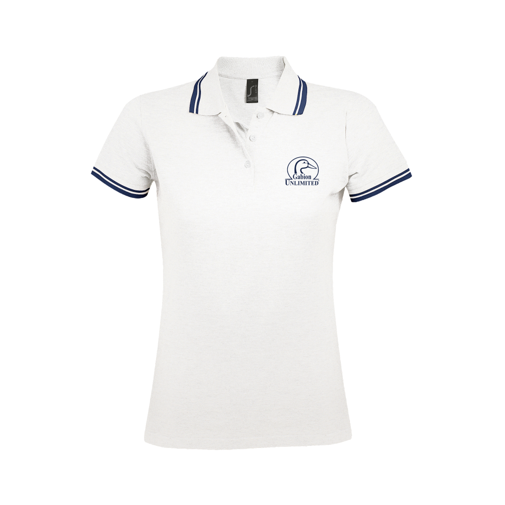 Polo Blanc et Marine Gabion Unlimited pour la chasse du gibier d'eau Polo Blanc et Marine Gabion Unlimited pour la chasse du gibier d'eau